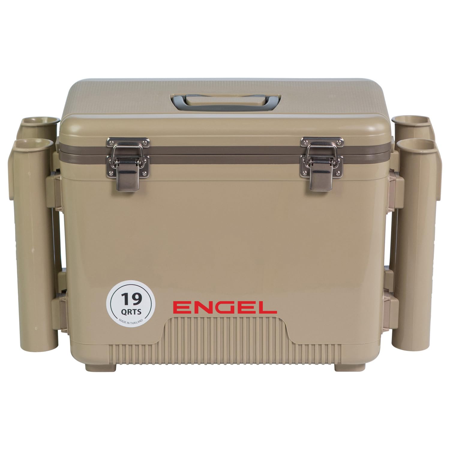 Engel UC19 19qt Leak-Proof, Air Tight, Fishing Drybox Cooler with Built-in Fishing Rod Holders, Also Makes The Perfect Small Hard Shell Lunchbox for Men and Women