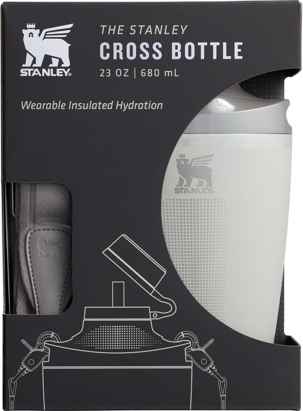 Stanley Cross Bottle 23 oz | Travel Water Bottle with Jacquard Strap | Leakproof Tritan Lid with Removable Straw | Insulated Stainless Steel | BPA-Free | Ash
