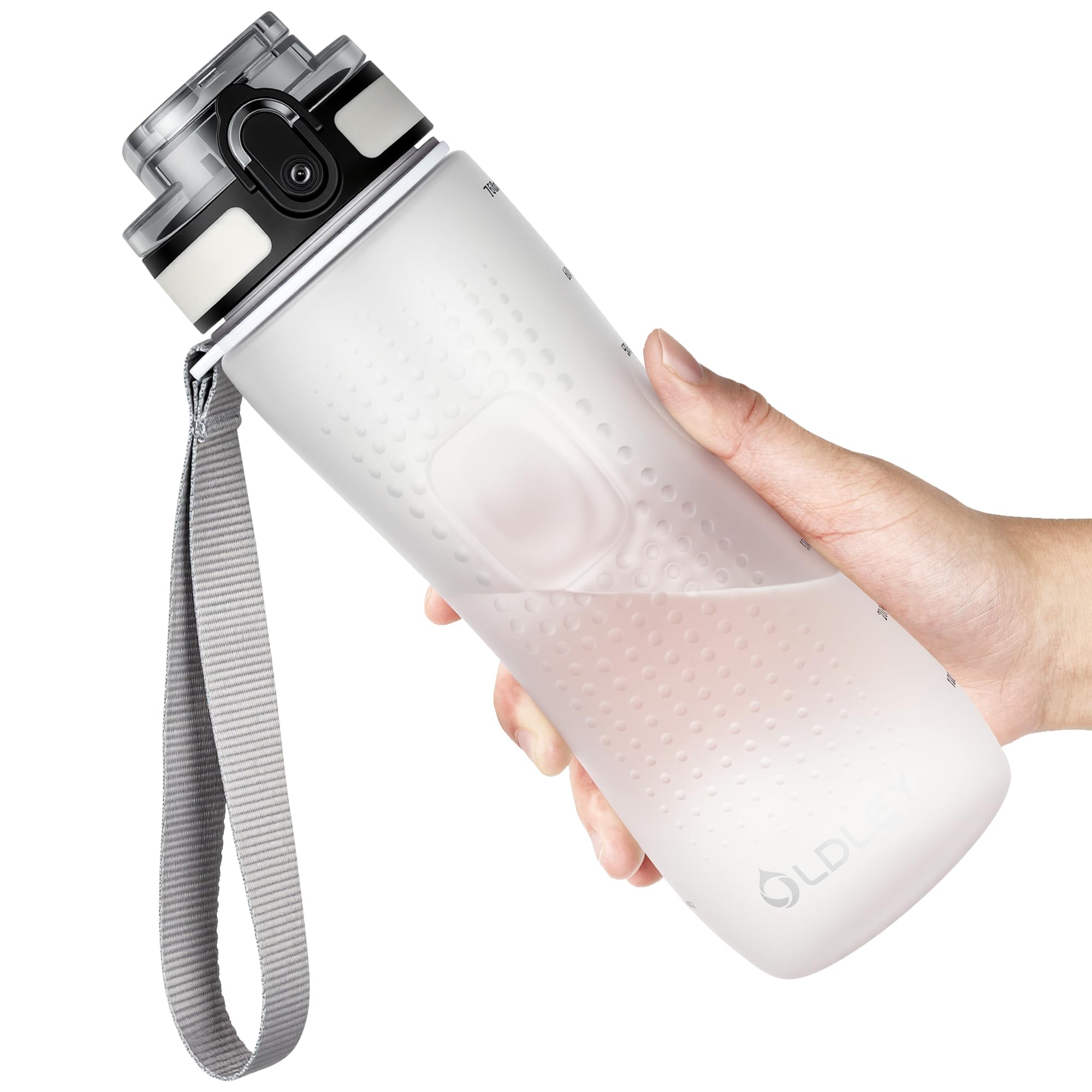 OLDLEY 32 oz Water Bottle, Motivational Water Bottle with Time Marker, Sports Water Bottle With Strap, Leakproof & BPA Free Large Water Bottles for School, Gym, Travel, Outdoor, Tritan, Transparent
