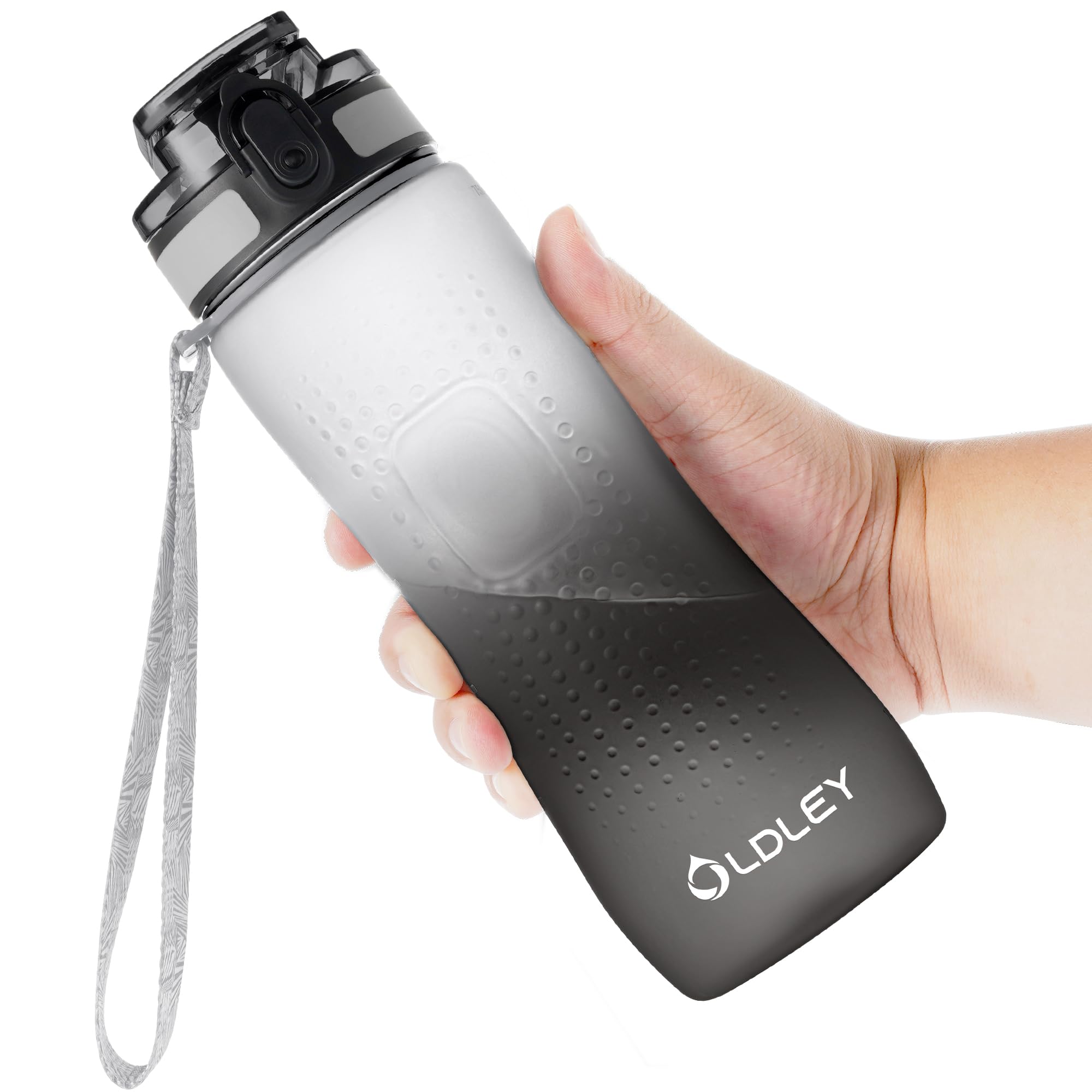 OLDLEY 32 oz Water Bottle, Motivational Water Bottle with Time Marker, Sports Water Bottle With Strap, Leakproof & BPA Free Large Water Bottles for School, Gym, Travel, Outdoor, Tritan, Transparent