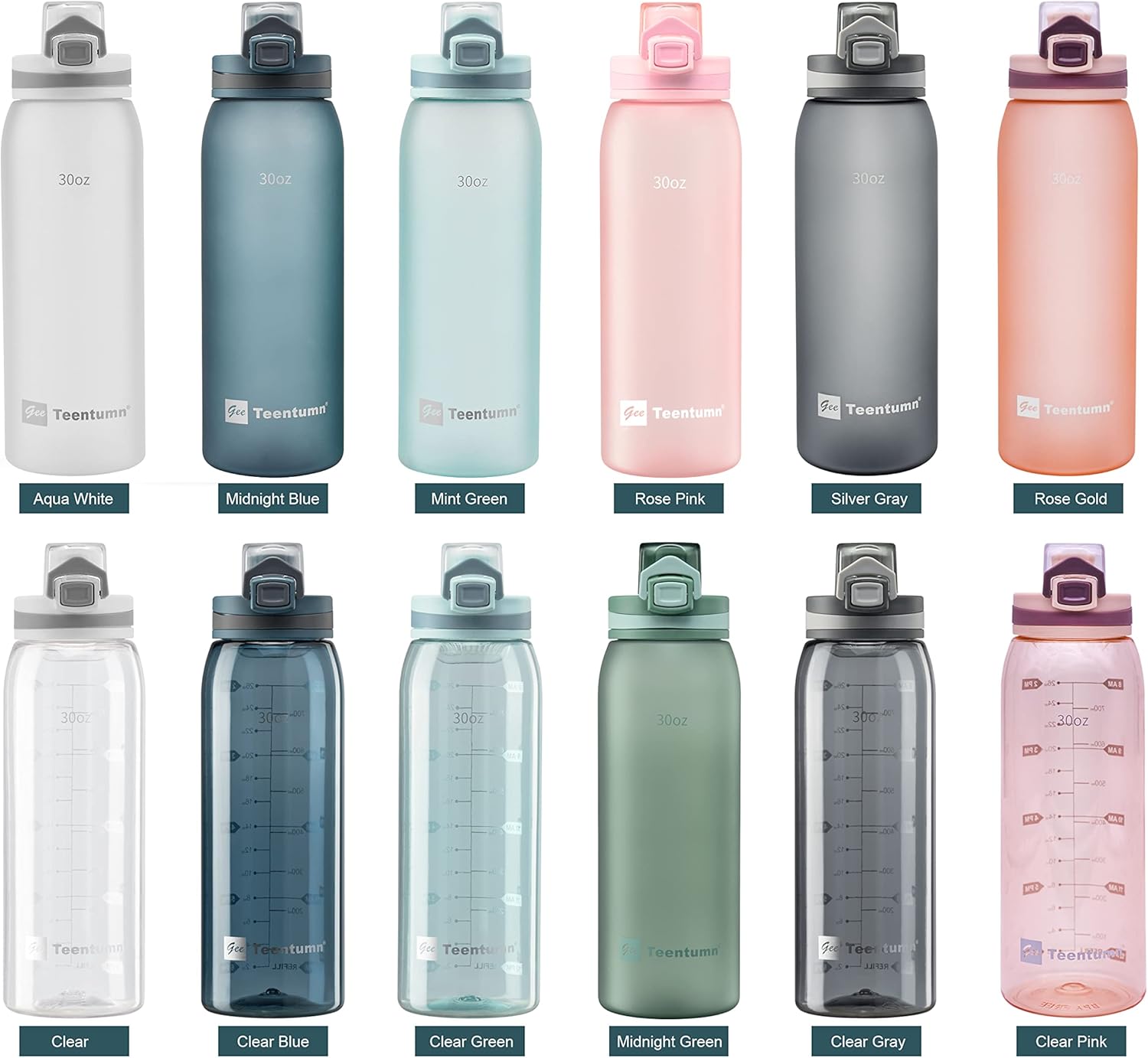 30oz Sport Water Bottle with Time Markers, Large Durable Gym Plastic Bottle for Fitness, Outdoor Enthusiasts, Leakproof (Pack of 1)