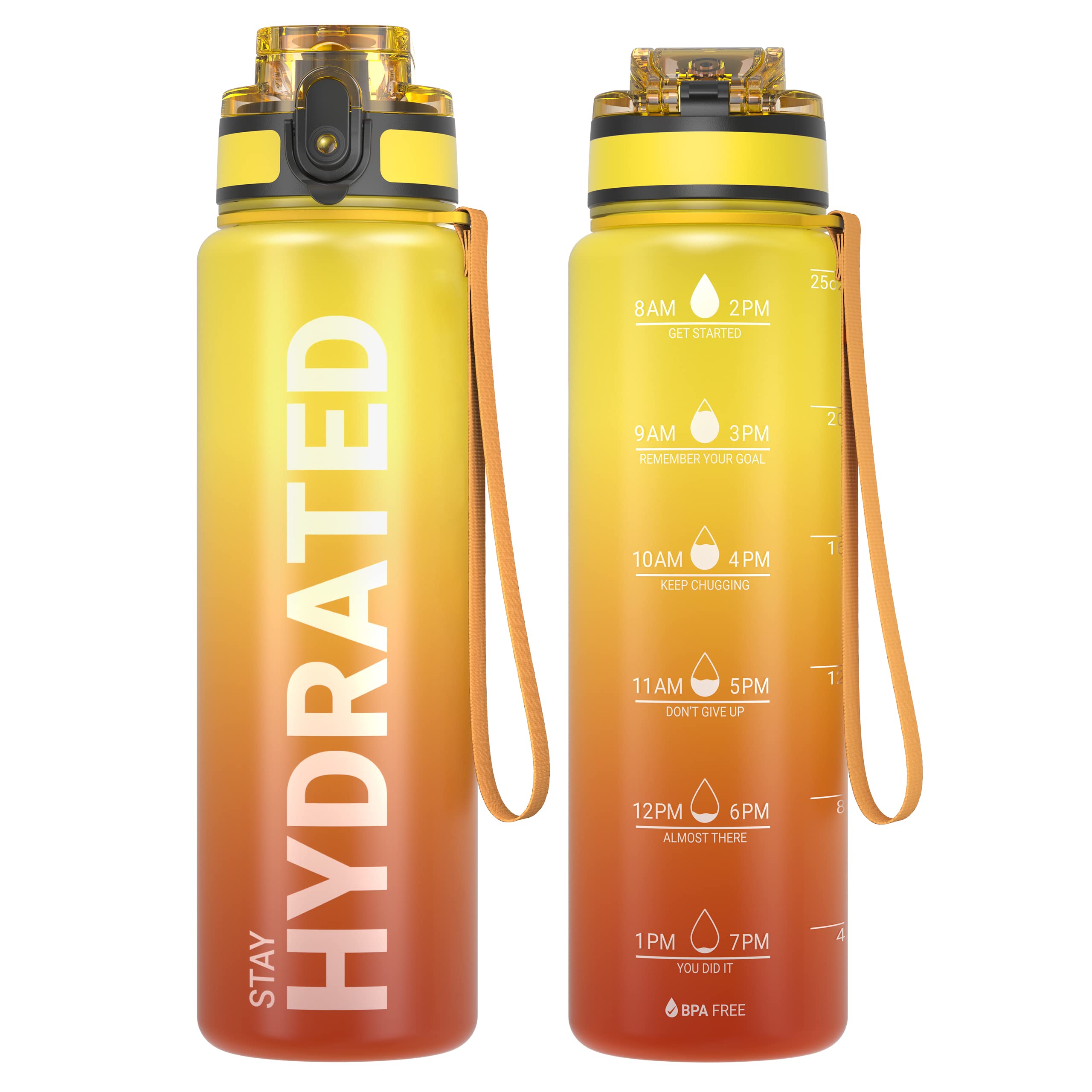 Sahara Sailor Water Bottle 32oz, Durable and Leakproof Water Bottles Motivational with Time Marker, Tritan, BPA Free, Wide Mouth with Easy Clean Brush for Gym, Travel, Home, School, Office (1 Bottle)