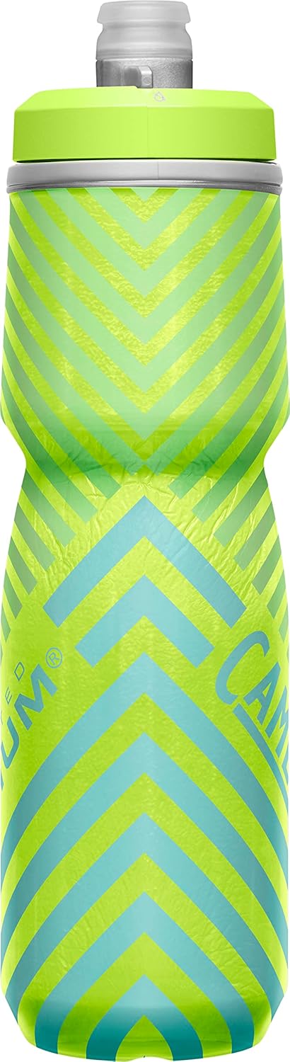 CamelBak Podium Chill Bike Insulated Squeeze Water Bottle Lime/Blue Stripe, 24oz