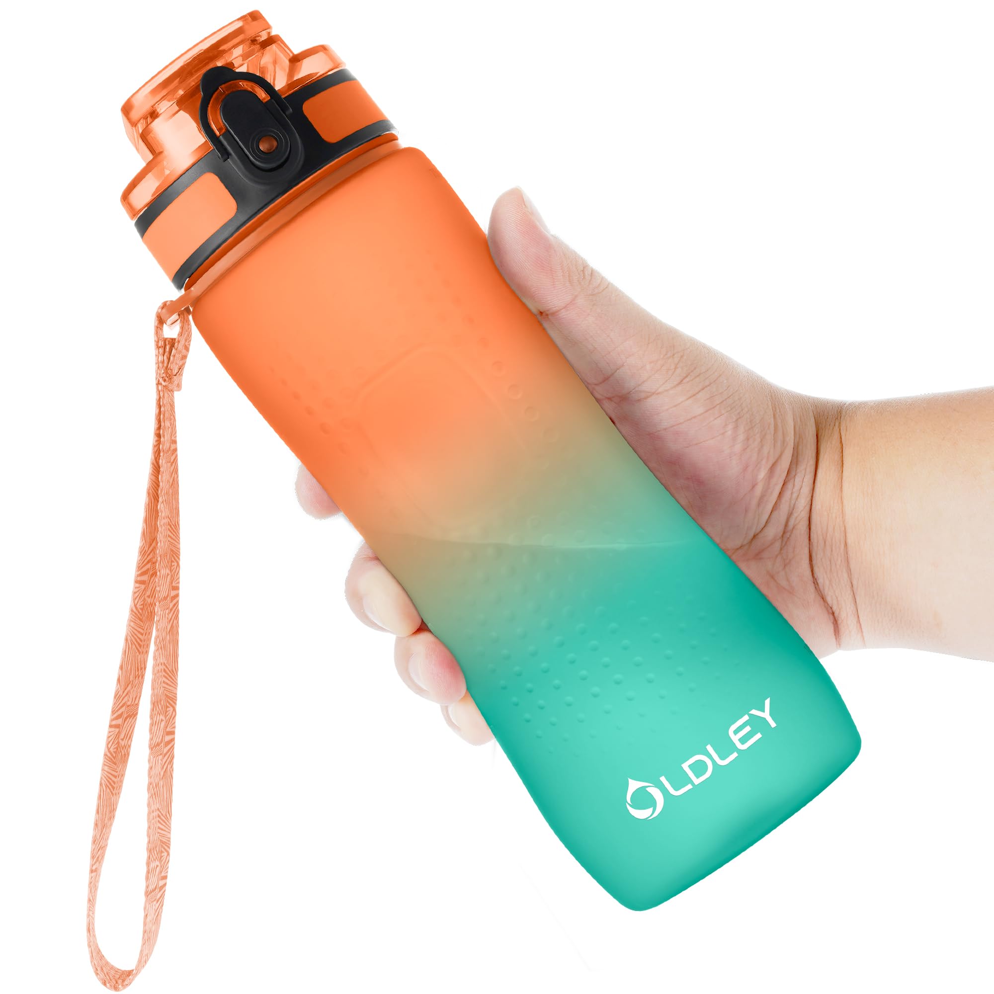 OLDLEY 32 oz Water Bottle, Motivational Water Bottle with Time Marker, Sports Water Bottle With Strap, Leakproof & BPA Free Large Water Bottles for School, Gym, Travel, Outdoor, Tritan, Transparent