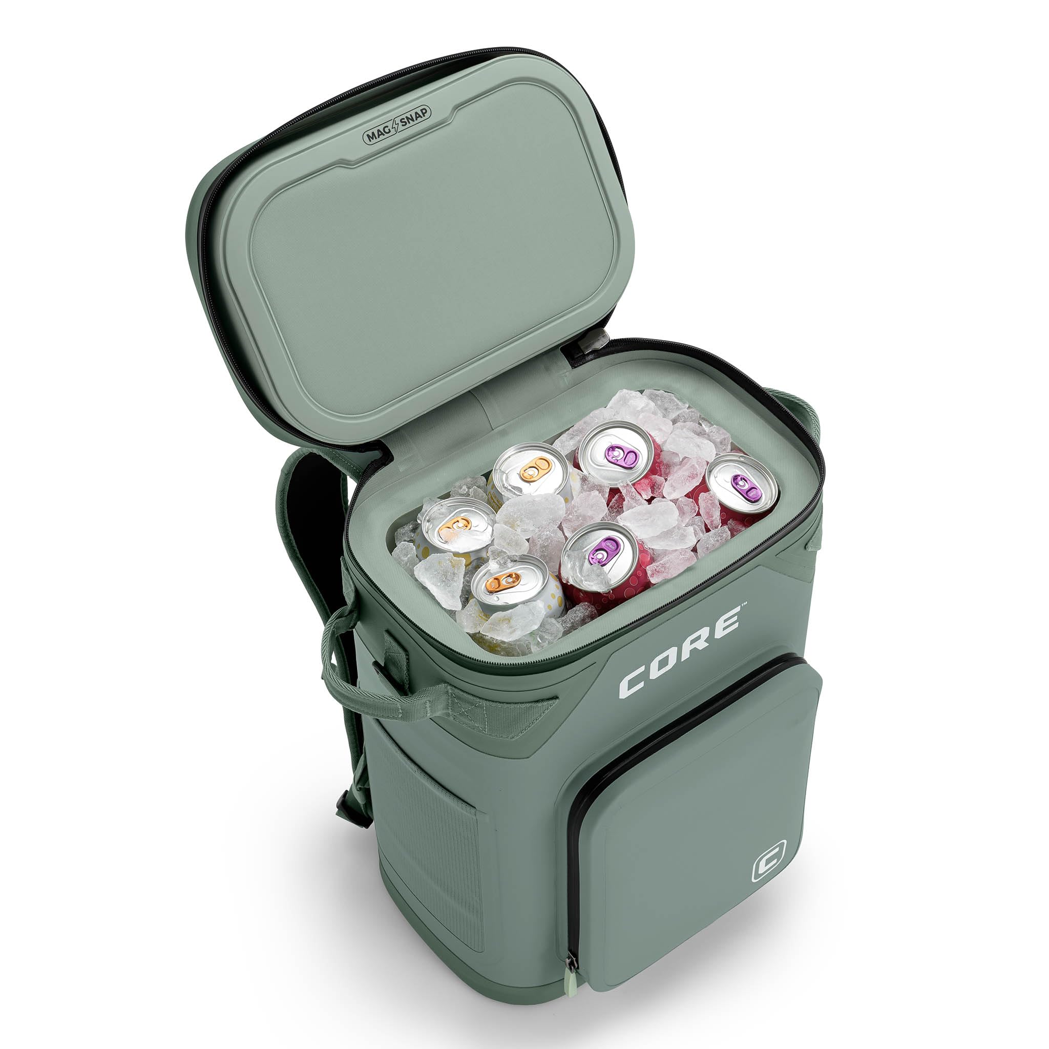 CORE Magnetic Leak Proof Soft Cooler with Waterproof Zipper | Insulated Bag Portable Ice Chest Box | Best Soft Cooler for Food & Beverages for Tailgating, Car Camping, Travel, and Family Beach Picnics
