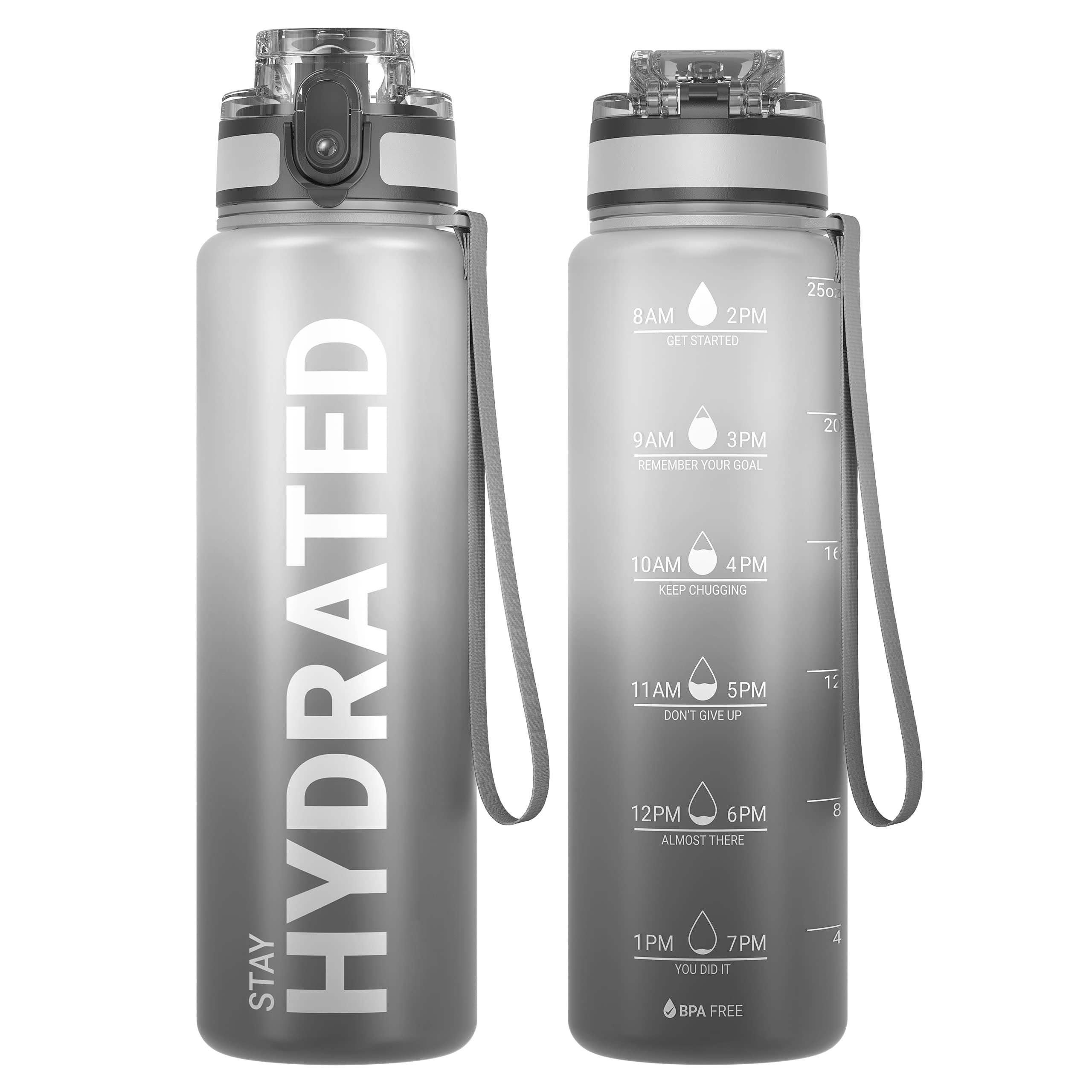 Sahara Sailor Water Bottle 32oz, Durable and Leakproof Water Bottles Motivational with Time Marker, Tritan, BPA Free, Wide Mouth with Easy Clean Brush for Gym, Travel, Home, School, Office (1 Bottle)