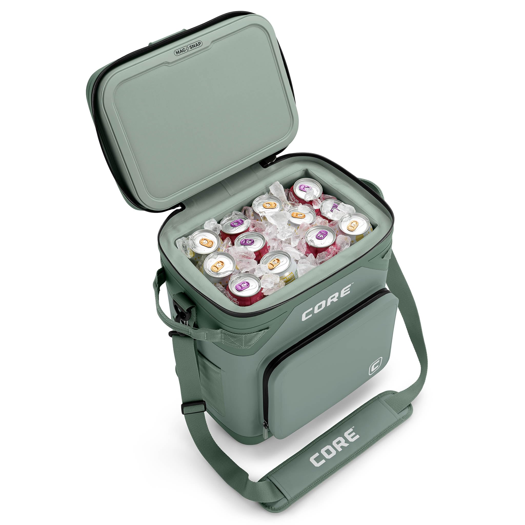 CORE Magnetic Leak Proof Soft Cooler with Waterproof Zipper | Insulated Bag Portable Ice Chest Box | Best Soft Cooler for Food & Beverages for Tailgating, Car Camping, Travel, and Family Beach Picnics