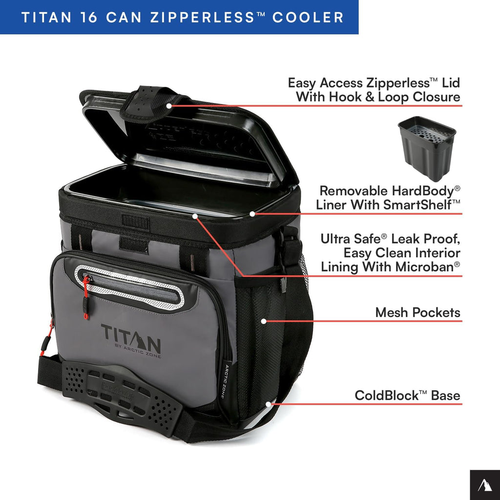 Titan by Arctic Zone Deep Freeze Cooler - Zipperless Hardbody Cooler - Deep Freeze Insulation, HardBody Liner, and SmartShelf