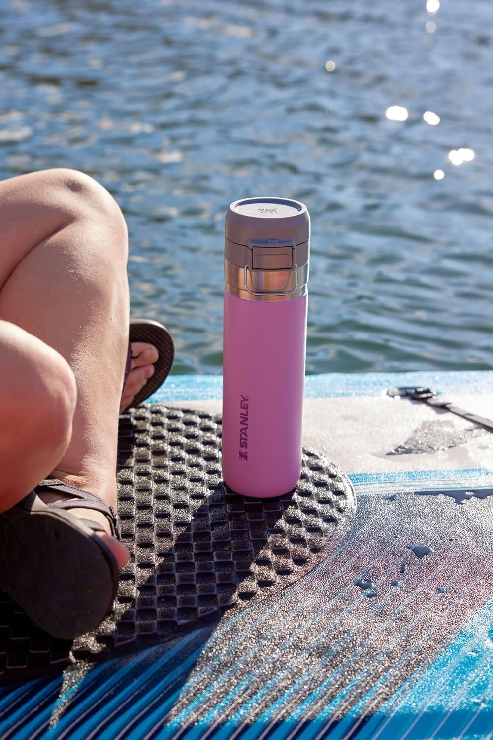 STANLEY Quick Flip GO Water Bottle 24 oz | Push Button Lid | Leakproof and Packable for Travel and Sports | Insulated Stainless Steel | BPA-Free | Lilac 2.0