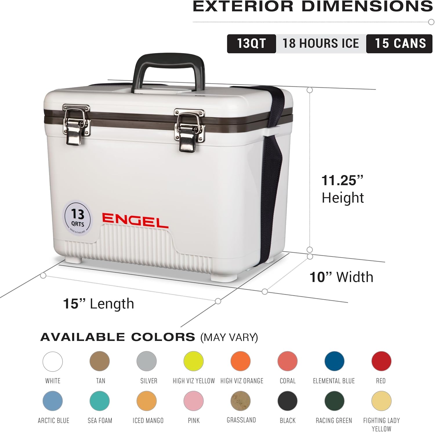 ENGEL 13qt Leak-Proof, Air Tight, Drybox Cooler and Small Hard Shell Lunchbox for Men and Women