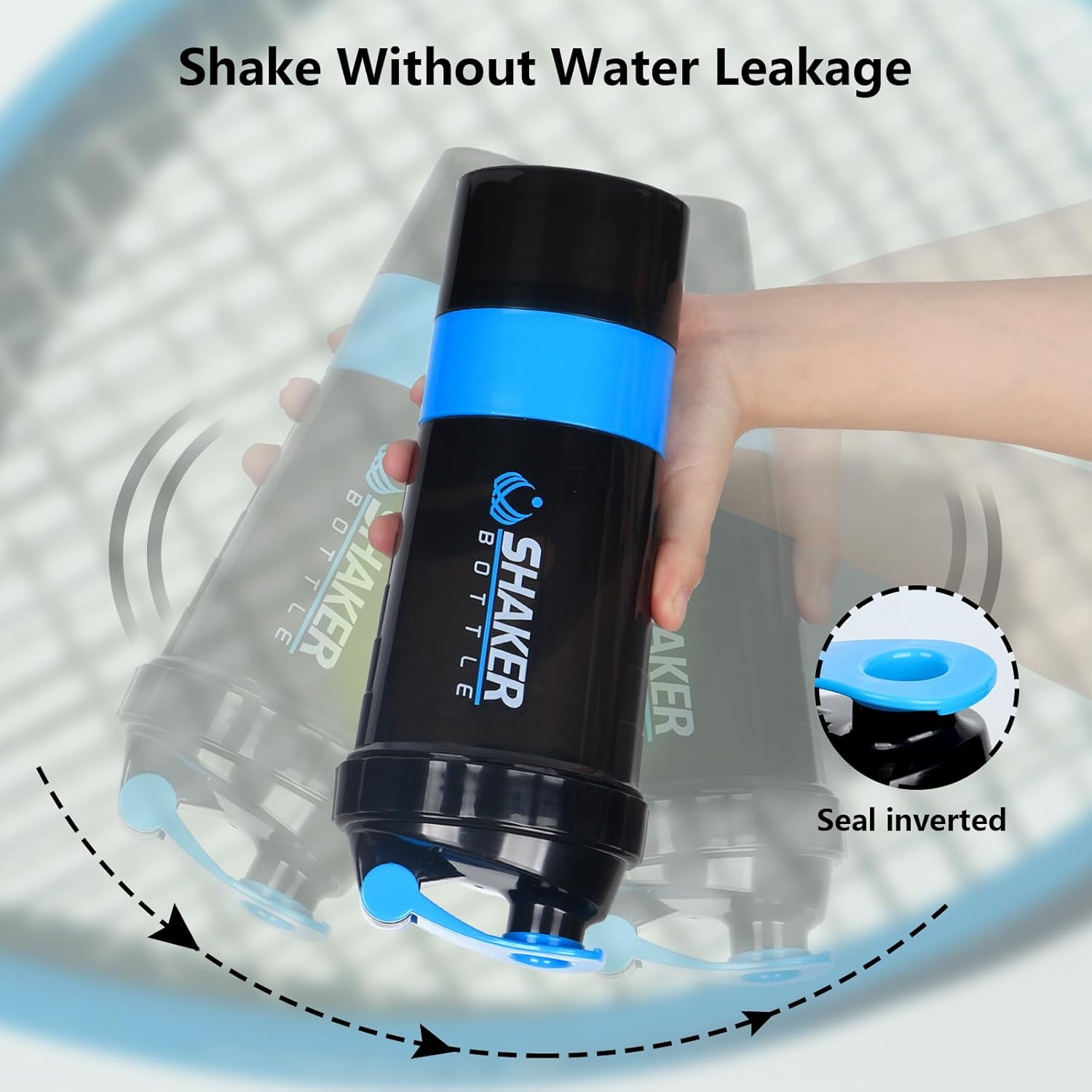 XTK 16OZ Bottle, Shaker Water Bottle with Protein Powder Storage, Mix Ball, Leak Proof for Fitness and Sports Activities, BPA Free