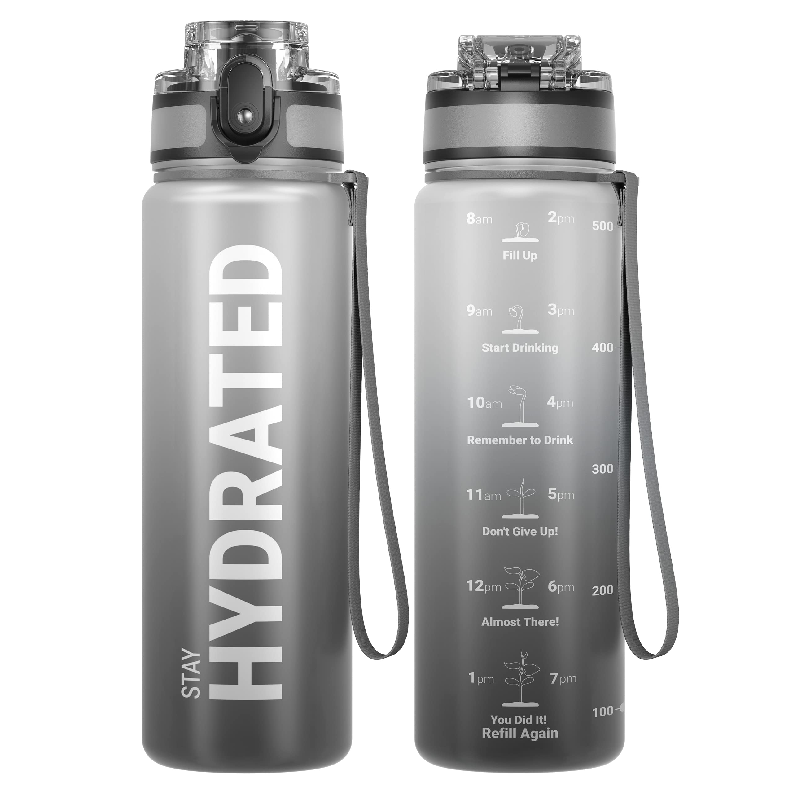 Sahara Sailor Water Bottle 32oz, Durable and Leakproof Water Bottles Motivational with Time Marker, Tritan, BPA Free, Wide Mouth with Easy Clean Brush for Gym, Travel, Home, School, Office (1 Bottle)