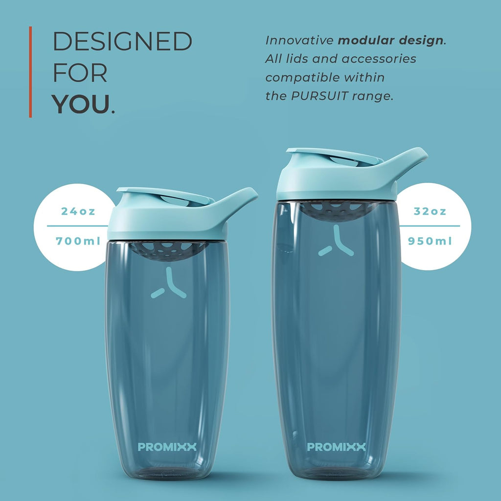 Promixx Pursuit Protein Shaker Bottle (24 oz) – Silent No-Ball Mixer, Leak-Proof Lid, BPA/BPS & Phthalate-Free ECOZEN – Easy-Clean Shaker Cup for Protein Shakes, Pre & Post-Workout Smoothies