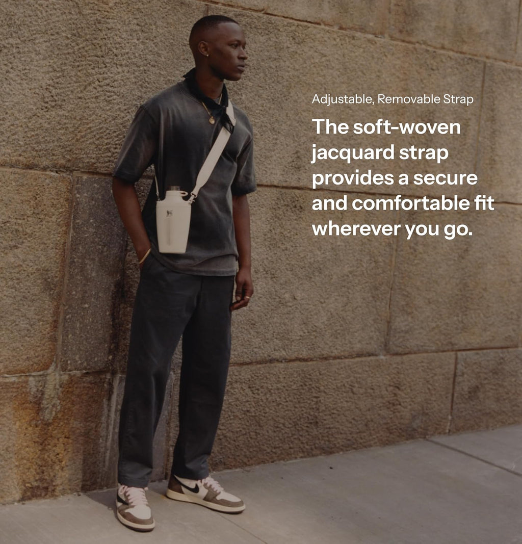 Stanley Cross Bottle 23 oz | Travel Water Bottle with Jacquard Strap | Leakproof Tritan Lid with Removable Straw | Insulated Stainless Steel | BPA-Free | Ash