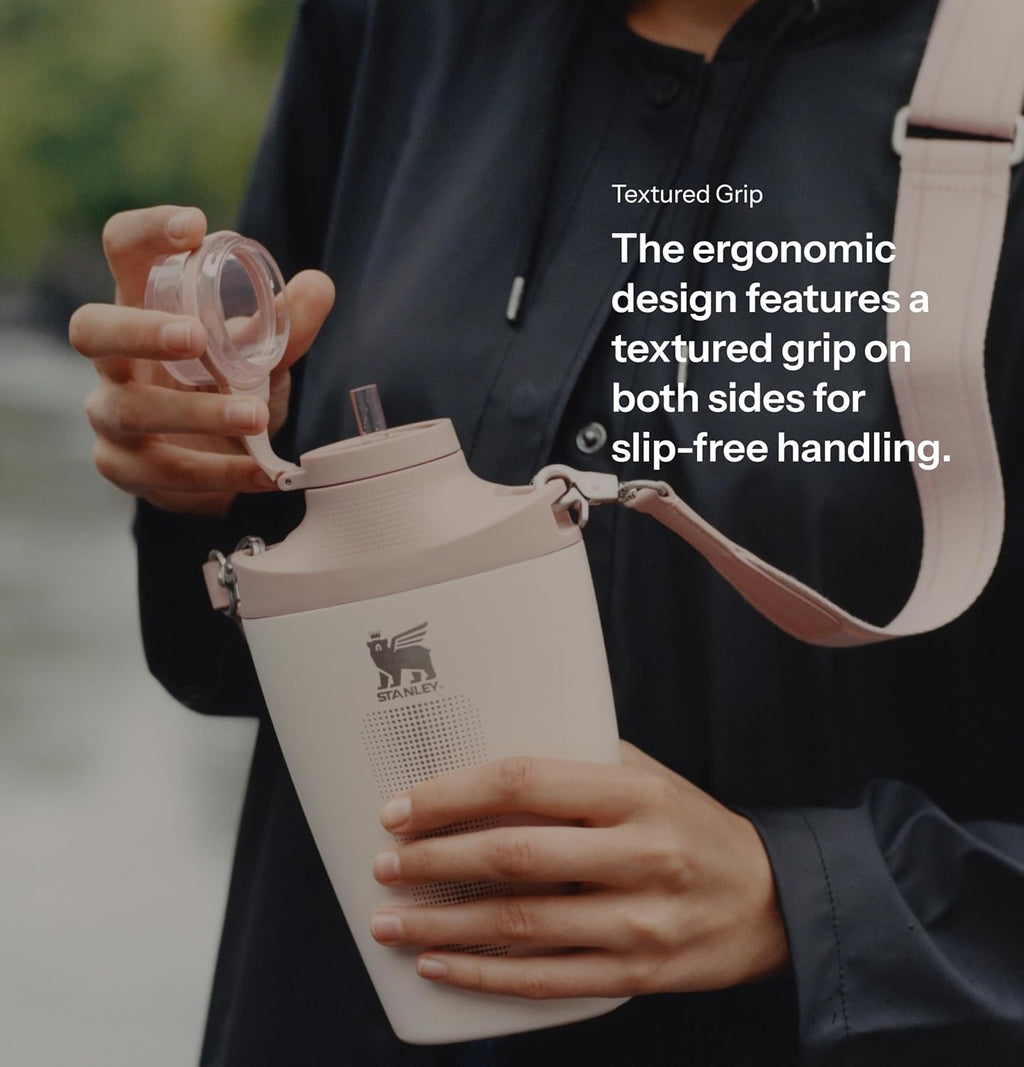 Stanley Cross Bottle 23 oz | Travel Water Bottle with Jacquard Strap | Leakproof Tritan Lid with Removable Straw | Insulated Stainless Steel | BPA-Free | Ash