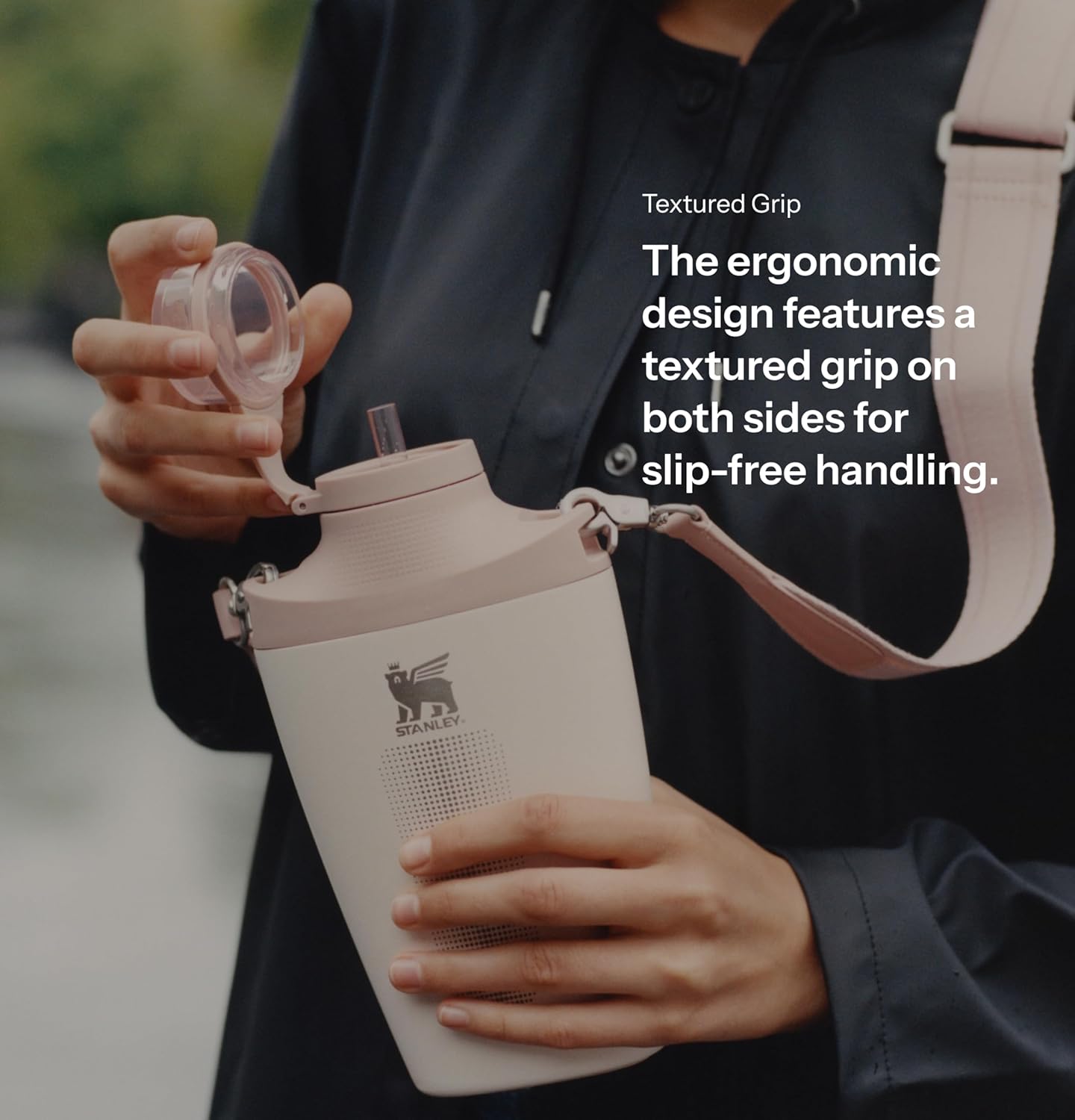 Stanley Cross Bottle 23 oz | Travel Water Bottle with Jacquard Strap | Leakproof Tritan Lid with Removable Straw | Insulated Stainless Steel | BPA-Free | Ash