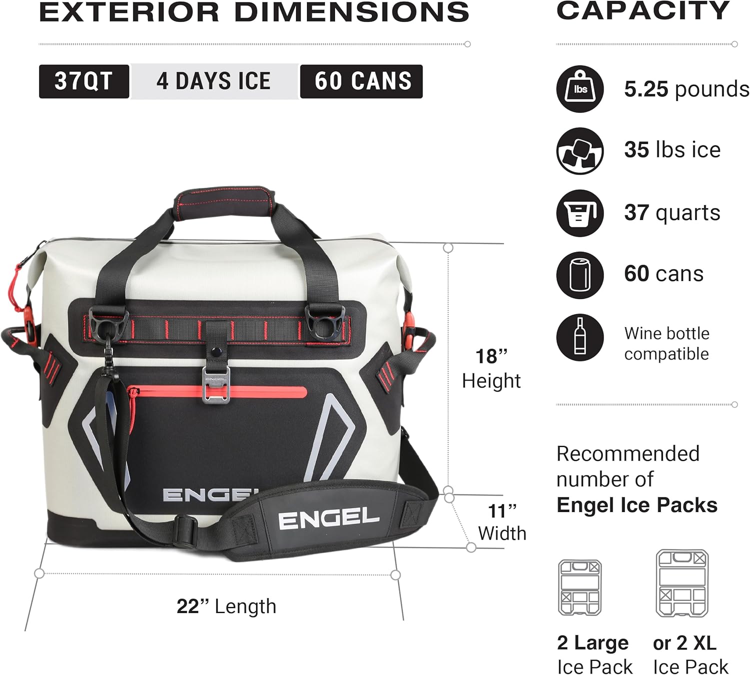 Engel HD30 High-Performance Soft Sided Tote Cooler - Durable, Leak-Proof, Portable Ice Chest for Camping, Fishing, Tailgating & Outdoor Activities - Long-Lasting Cold Retention