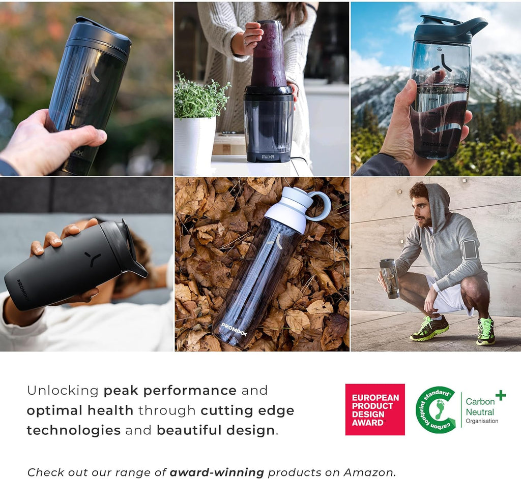 Promixx Pursuit Protein Shaker Bottle (24 oz) – Silent No-Ball Mixer, Leak-Proof Lid, BPA/BPS & Phthalate-Free ECOZEN – Easy-Clean Shaker Cup for Protein Shakes, Pre & Post-Workout Smoothies